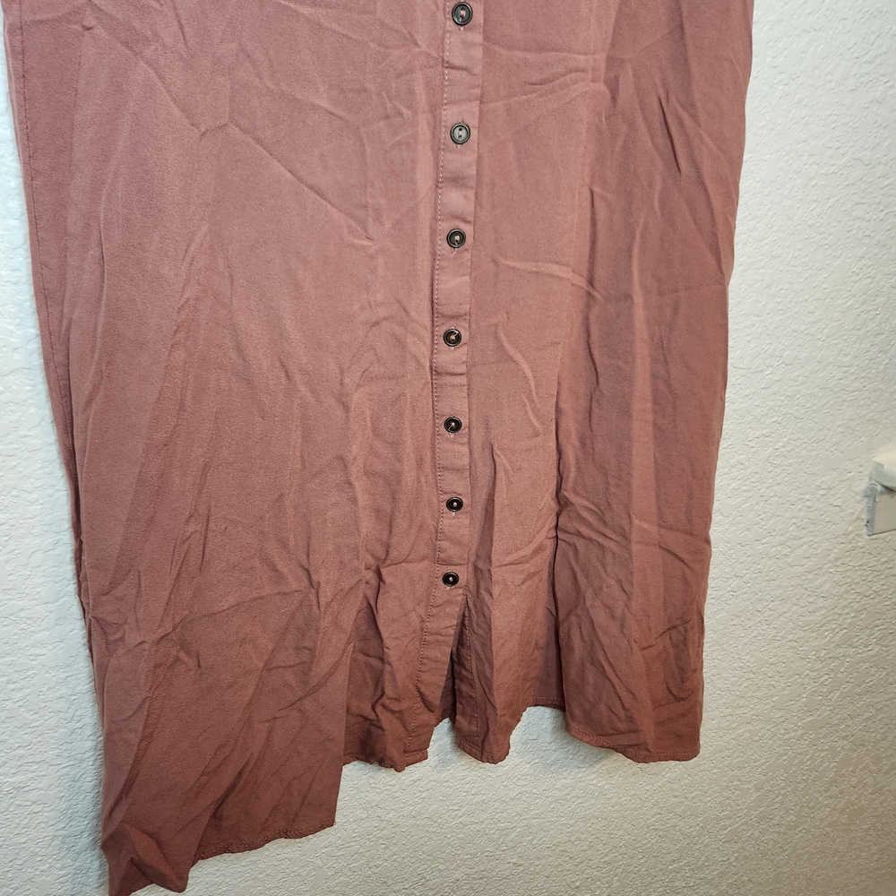 Figs Button-Front Shirt Dress in Dusty Rose - Picture 3 of 15